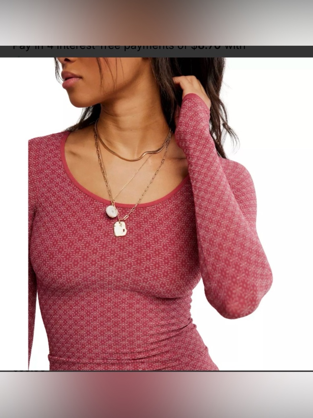 Free People 💌Love Letter Long Sleeve Scoop neck shirt-Dusty Rose, nwt, sz m/L